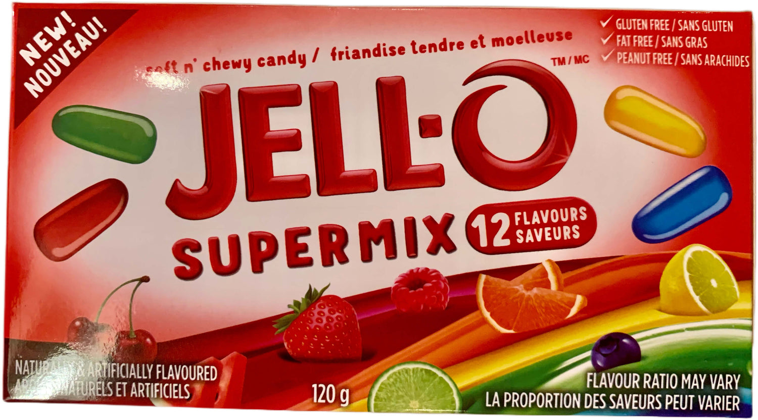 Bonbons Jell-O aux fruits 12 saveurs